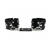 Черные кожаные наручники Sex Game - БДСМ Арсенал - купить с доставкой в Коломне
