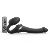 Черный безремневой страпон Multi Orgasm Size S с клиторальной стимуляцией - Strap-on-me - купить с доставкой в Коломне