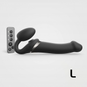 Черный безремневой страпон Multi Orgasm Size L с клиторальной стимуляцией - Strap-on-me - купить с доставкой в Коломне