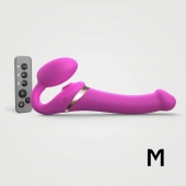 Ярко-розовый безремневой страпон Multi Orgasm Size M с клиторальной стимуляцией - Strap-on-me - купить с доставкой в Коломне