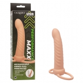 Телесная насадка для двойного проникновения Rechargeable Ribbed Dual Penetrator с вибрацией - California Exotic Novelties - купить с доставкой в Коломне