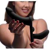 Черный вибрострапон Double Take 10X Double Penetration Vibrating Strap-on Harness - XR Brands - купить с доставкой в Коломне