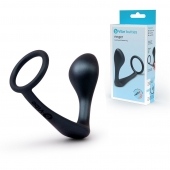 Черное эрекционное кольцо со стимулятором простаты Ringer Cock Ring   Plug - b-Vibe - в Коломне купить с доставкой