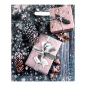 Новогодний пакет с принтом в виде подарков и вырубной ручкой (45х38 см) - Сима-Ленд - купить с доставкой в Коломне