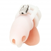 Белая клетка для пениса Silicone Small 2 in Cock Cage With Ball Divider - BlueLine - купить с доставкой в Коломне