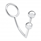 Кольцо на пенис с анальным стимулятором Two Bead Stainless Steel Anal Hook   Cock Ring - BlueLine - в Коломне купить с доставкой