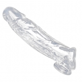 Прозрачная насадка для увеличения члена Realistic Clear Penis Enhancer and Ball Stretcher - 20,3 см. - XR Brands - в Коломне купить с доставкой