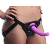 Лиловый поясной страпон Navigator Silicone G-Spot Dildo with Harness - 17,8 см. - XR Brands - купить с доставкой в Коломне