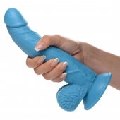 Голубой фаллоимитатор на присоске 7.5  Dildo with Balls - 21,5 см. - XR Brands