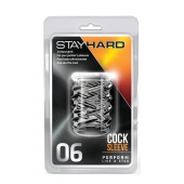 Прозрачная насадка с объёмными чёрточками STAY HARD COCK SLEEVE 06 CLEAR - Blush Novelties - в Коломне купить с доставкой