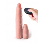 Телесная вибронасадка на член 3  Vibrating Mega X-tension with Remote - 22,9 см. - Pipedream - в Коломне купить с доставкой