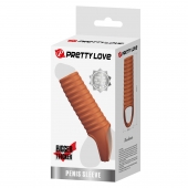 Телесная насадка на пенис с ребрышками и подхватом мошонки - Baile - в Коломне купить с доставкой