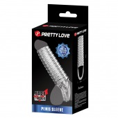 Прозрачная насадка на пенис с ребрышками и подхватом мошонки - Baile - в Коломне купить с доставкой