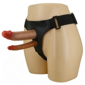 Темно-бежевый фаллопротез для двойного проникновения - 17,5 см. - Baile - купить с доставкой в Коломне