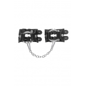 Черные кожаные наручники-браслеты из двух ремешков - Pecado - купить с доставкой в Коломне