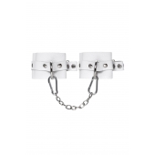 Белые мягкие кожаные наручники с люверсами - Pecado - купить с доставкой в Коломне