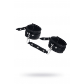 Черные двухслойные кожаные оковы с белой строчкой - Pecado - купить с доставкой в Коломне