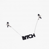Зажимы на соски с кожаной подвеской Bitch - Crazy Handmade - купить с доставкой в Коломне