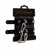 Черно-фиолетовые скругленные наручники с мягкой подкладкой - Crazy Handmade - купить с доставкой в Коломне