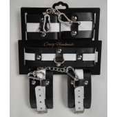 Набор фиксаторов из черной и белой натуральной кожи - Crazy Handmade - купить с доставкой в Коломне