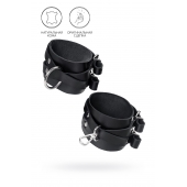 Черные кожаные оковы с двумя перекрёстными ремешками - Pecado - купить с доставкой в Коломне