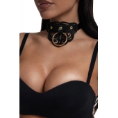 Черный чокер с клепками и золотистой фурнитурой - Crazy Handmade - купить с доставкой в Коломне