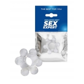 Прозрачное эрекционное кольцо с 6 стимулирующими шариками - Sex Expert - в Коломне купить с доставкой