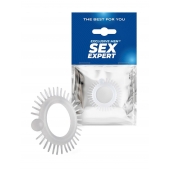 Эластичное эрекционное кольцо с шипиками и шариком - Sex Expert - в Коломне купить с доставкой