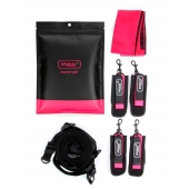 Черно-розовый эротический набор: фиксатор, оковы, наручники, повязка - Erokay - купить с доставкой в Коломне