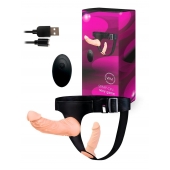 Женский страпон с 2 насадками, вибрацией и пультом ДУ - Erowoman-Eroman - купить с доставкой в Коломне