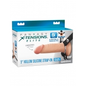 Телесный пустотелый фаллопротез 5’’ Hollow Silicone Strap-On - 14 см. - Pipedream - купить с доставкой в Коломне