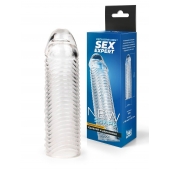 Прозрачная закрытая насадка на пенис с ребрышками - 16 см. - Sex Expert - в Коломне купить с доставкой