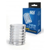 Прозрачная сквозная насадка на пенис с ребрышками - Sex Expert - в Коломне купить с доставкой