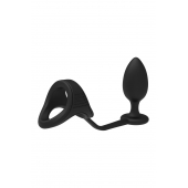 Черное эрекционное кольцо с анальной пробкой Cockstrap With Anal Plug - Dream Toys - в Коломне купить с доставкой
