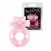 Розовое эрекционное виброкольцо в форме мишки - 1137 - в Коломне купить с доставкой