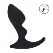 Черная анальная пробка для массажа простаты Double Ripple Silicone Prostate Massager - Shots Media BV - в Коломне купить с доставкой