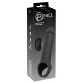 Черная вибронасадка для пениса с хомутом для мошонки и пультом ДУ Remote Controlled Penis Extension - Orion - в Коломне купить с доставкой