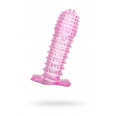 Гелевая розовая насадка с шипами - 12 см. - Toyfa Basic - в Коломне купить с доставкой