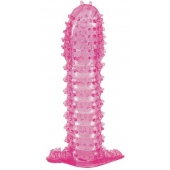 Гелевая розовая насадка с шипами - 12 см. - Toyfa Basic - в Коломне купить с доставкой