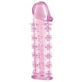 Гелевая розовая насадка на фаллос с шипами - 12 см. - Toyfa Basic - в Коломне купить с доставкой