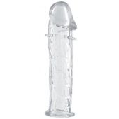 Гладкая прозрачная насадка с усиками под головкой - 12,5 см. - Toyfa Basic - в Коломне купить с доставкой