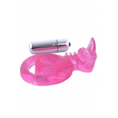 Розовая вибронасадка со стимулятор клитора   Язычок - Toyfa Basic - в Коломне купить с доставкой