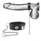 Утяжка на пенис с поводком Snap Cock Ring With 12  Leash - BlueLine - купить с доставкой в Коломне