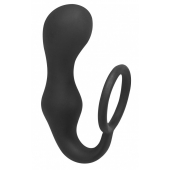 Чёрное эрекционное кольцо с анальной пробкой Double Pleasure Anal Plug - Lola Games - в Коломне купить с доставкой