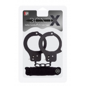 Чёрные наручники из листового металла в комплекте с веревкой BONDX METAL CUFFS LOVE ROPE SET - Dream Toys - купить с доставкой в Коломне