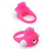 Розовое эрекционное кольцо с щеточкой LIT-UP SILICONE STIMU RING 5 - Dream Toys - в Коломне купить с доставкой