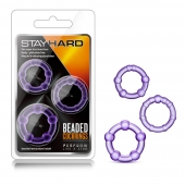 Набор из 3 фиолетовых эрекционных колец Stay Hard Beaded Cockrings - Blush Novelties - в Коломне купить с доставкой