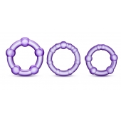 Набор из 3 фиолетовых эрекционных колец Stay Hard Beaded Cockrings - Blush Novelties - в Коломне купить с доставкой