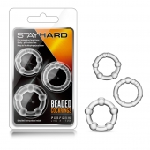 Набор из 3 прозрачных эрекционных колец Stay Hard Beaded Cockrings - Blush Novelties - в Коломне купить с доставкой