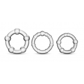 Набор из 3 прозрачных эрекционных колец Stay Hard Beaded Cockrings - Blush Novelties - в Коломне купить с доставкой